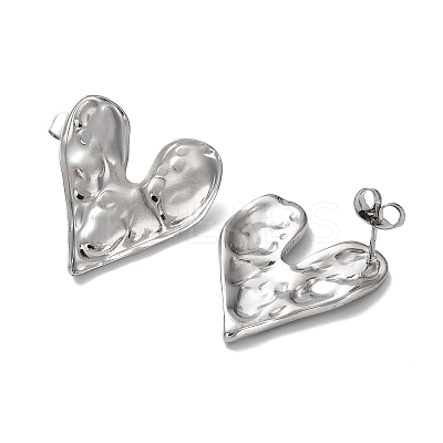 Non-Tarnish 304 Stainless Steel Heart Ear Studs for Women EJEW-P234-17P-1