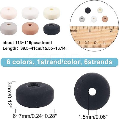 6 Strands 6 Colors Handmade Polymer Clay Beads CLAY-FH0001-10-1