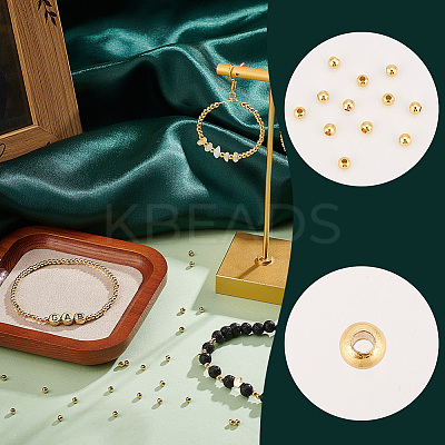 600Pcs Rack Plating Brass Round Spacer Beads KK-PH0005-84-1