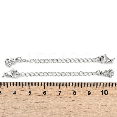 Brass Micro Pave Cubic Zirconia Ends with Chains KK-U043-05P-1