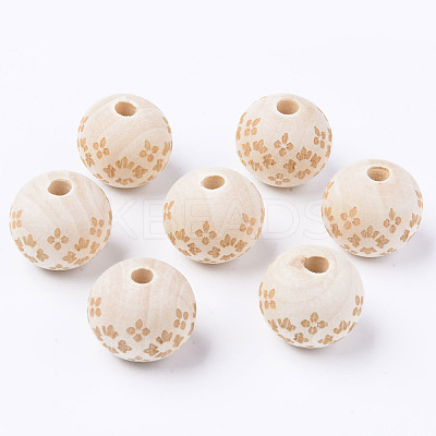 Unfinished Natural Wood European Beads LS-WOOD-S057-023B-1
