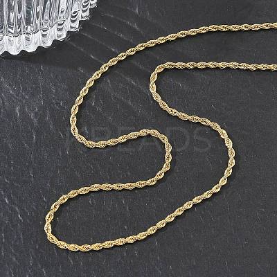 10Pcs 2MM 304 Stainless Steel Rope Chain Necklaces NJEW-G203-08G-1
