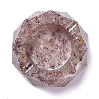 Resin with Natural Other Quartz Chip Stones Ashtray DJEW-F015-07D-1