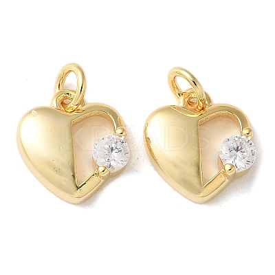 Brass Micro Pave Clear Cubic Zirconia Pendants KK-Q031-44G-06-1