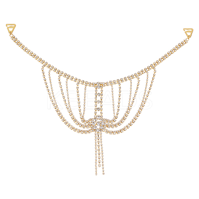 2Pcs Brass Rhinestone Sexy Shoulder Bra Body Chain AJEW-WR0002-64-1