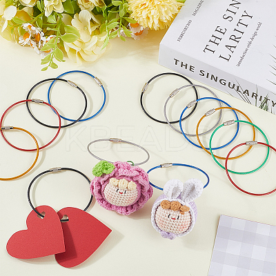 36Pcs 6 Colors Rubber Cover Stainless Steel Wire Cable Keychains FIND-SC0013-71B-1