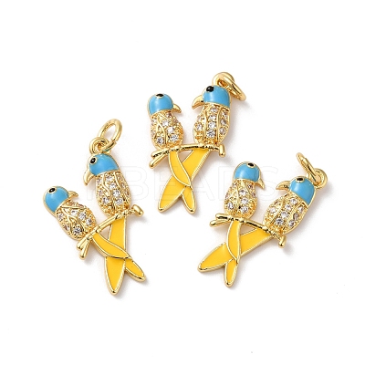 Rack Plating Brass Cubic Zirconia Pendants KK-D074-21G-1