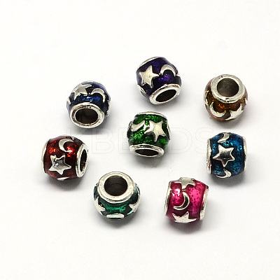 Alloy Enamel Rondelle Large Hole European Beads MPDL-R036-42-1