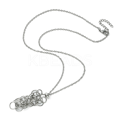 Tarnish Resistant 304 Stainless Steel Cable Chains Macrame Pouch Empty Stone Holder for Pendant Necklaces Making NJEW-TA00085-01-1