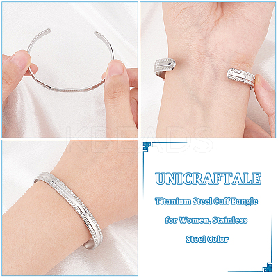 1Pc Stainless Steel Cuff Bangle for Women BJEW-UN0001-41P-1