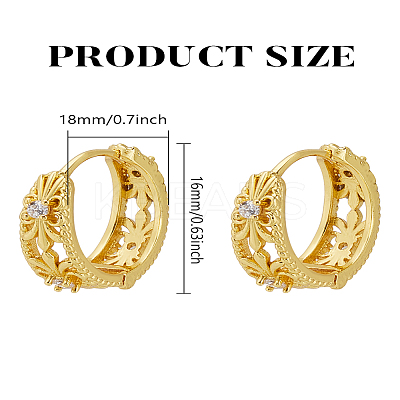 1 Pair Brass Micro Pave Clear Cubic Zirconia Hoop Earrings EJEW-LP0004-68G-1
