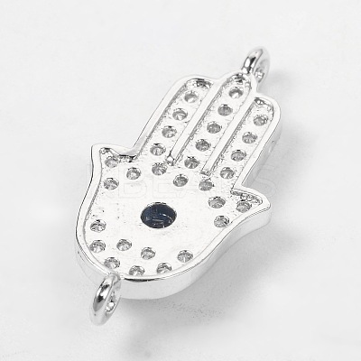 Hamsa Hand/Hand of Fatima/Hand of Miriam with Eye Brass Cubic Zirconia Links X-ZIRC-D083-P-1