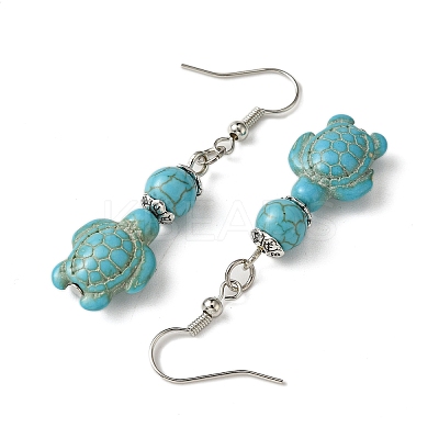 Starfish & Tortoise Synthetic Turquoise Beaded Stretch Bracelets & Dangle Earrings Kits SJEW-JS01311-02-1