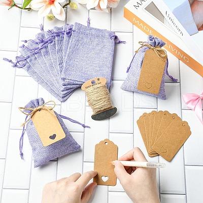 20Pcs Rectangle Polyester Imitation Burlap Packing Pouches Drawstring Bags ABAG-YW0001-18-1