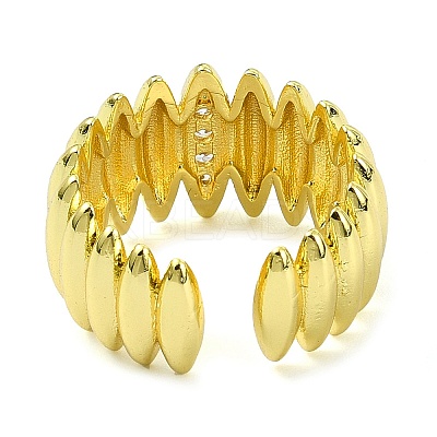 Brass with Cubic Zirconia Open Cuff Ring RJEW-B051-06G-1