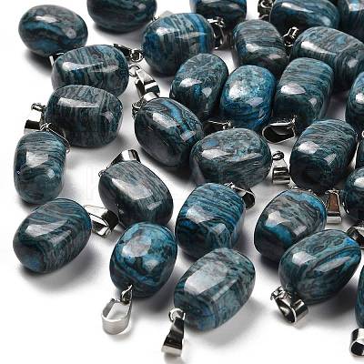 Natural Blue Agate(Dyed & Heated) Pendants G-Z067-03P-07-1