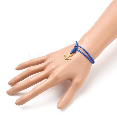 Anchor Alloy Charm Bracelets BJEW-JB05516-M-1