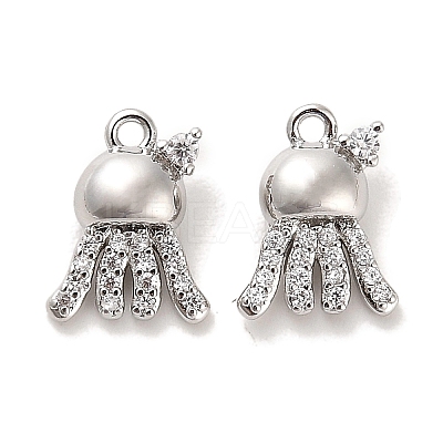 Brass Micro Pave Clear Cubic Zirconia Charms KK-C054-07P-1