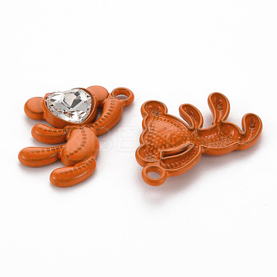 Spray Painted Alloy Rhinestone Pendants PALLOY-Q433-033E-RS-1