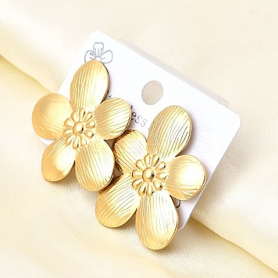 304 Stainless Steel Flower Stud Earrings EJEW-P312-03B-G-1