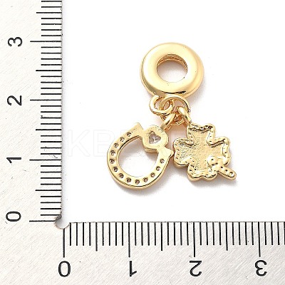 Rack Plating Brass Clear Cubic Zirconia European Dangle Charms KK-Q017-28G-1