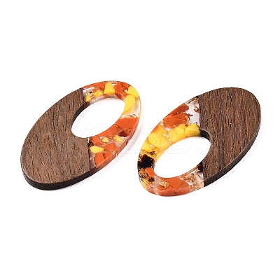 Transparent Resin and Walnut Wood Pendants RESI-T057-02M-1