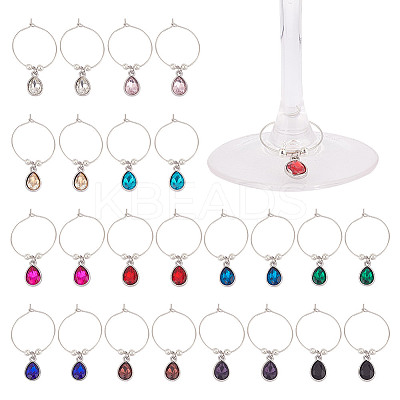 24Pcs 12 Colors Brass Wine Glass Charms AJEW-GO00016-1