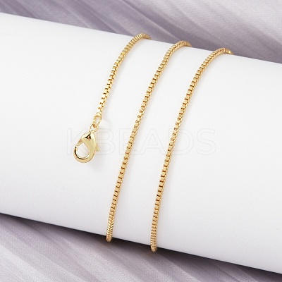 Brass Box Chain Necklaces X-NJEW-K123-11G-1