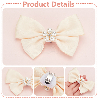 2 Pairs 2 Colors Polyester Bowknot Bridal Shoe Decoration DIY-PH0020-72-1