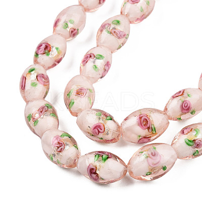 Handmade Silver Foil Glass Lampwork Beads LAMP-Q030-02O-1