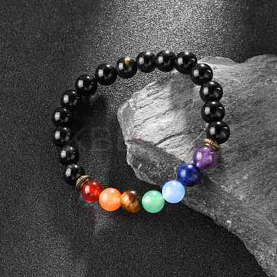 Yoga Chakra Jewelry Stretch Bracelets BJEW-G554-02-1
