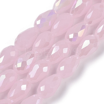 Opaque Solid Color Electroplate Glass Beads Strands EGLA-N013-J8mm-B01-1