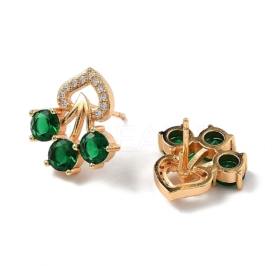 Flower Brass Micro Pave Clear Cubic Zirconia Stud Earrings for Women EJEW-G428-18G-01-1