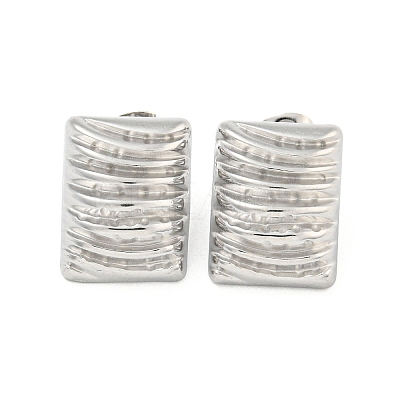 Non-Tarnish Rectangle 304 Stainless Steel Ear Studs EJEW-L290-023P-1
