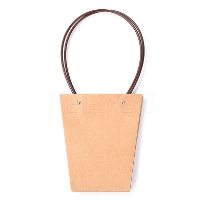 Trapezoid Kraft Paper Gift Bags with Plastic Haddles CARB-P007-A04-A-1