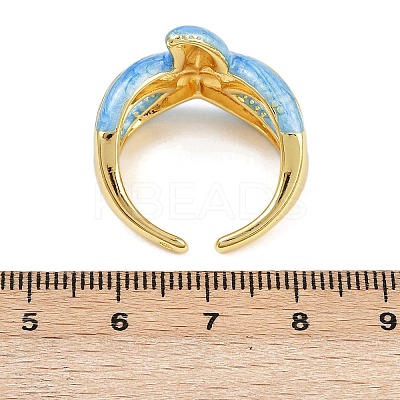 Brass Enamel Adjustable Cuff Rings for Women RJEW-G357-01K-1