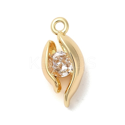 Marine Animal Theme Golden Brass Micro Pave Clear Cubic Zirconia Pendants KK-U031-01G-01-1