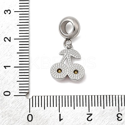 304 Stainless Steel Hyacinth Rhinestone Fruit European Dangle Charms STAS-D153-24P-1