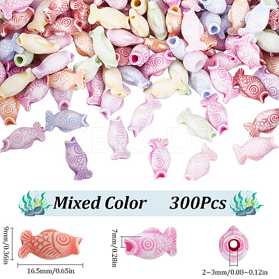 300Pcs Craft Style Acrylic Beads MACR-SC0001-72-1