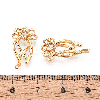 Brass Pave Clear Cubic Zirconia Pendants KK-T074-100B-G-1