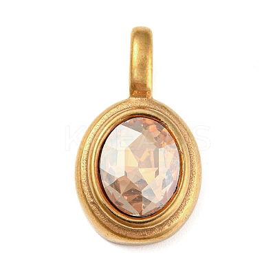 Golden Plated 304 Stainless Steel Rhinestone Pendants STAS-Q253-01G-03-1