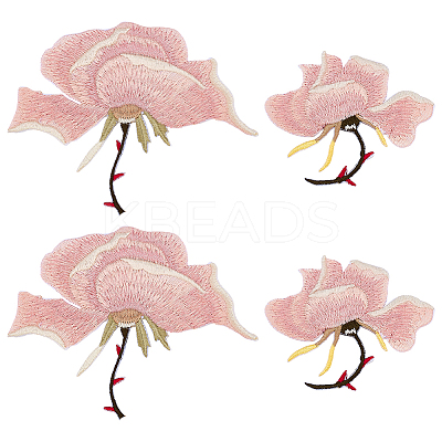 4Pcs 2 Styles Polyester Computerized Embroidery Cloth Iron on/Sew on Patches PATC-PH0001-56-1
