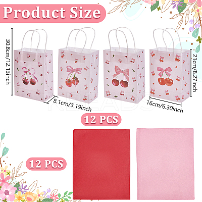 12Pcs Cherry Pattern Paper Gift Tote Bags CARB-UN0001-02-1