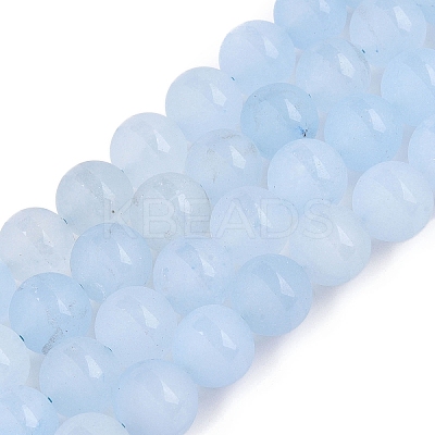Frosted Natural White Jade Beads Strands G-T138-10mm-209C-1