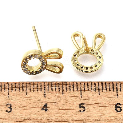 Rabbit Head Brass Micro Pave Cubic Zirconia Ear Studs EJEW-D304-39G-1