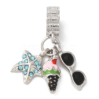 Rack Plating Alloy Aquamarine Rhinestone European Dangle Charms PALLOY-S189-25P-1