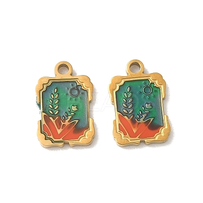 304 Stainless Steel Enamel Pendants STAS-I351-12G-1