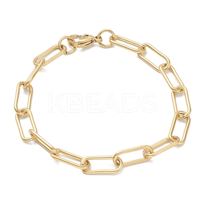 304 Stainless Steel Paperclip Chains Bracelets BJEW-I293-09G-1
