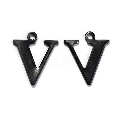 304 Stainless Steel Alphabet Charms STAS-H122-V-EB-1