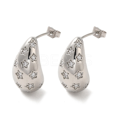 Brass with Cubic Zirconia Stud Earrings EJEW-G381-02P-1